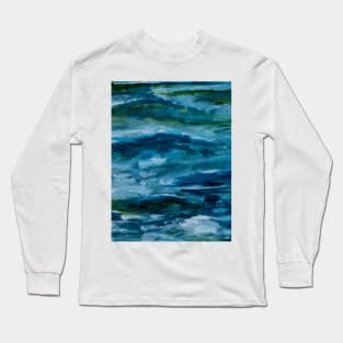 Abstract Blue and Green Ocean Wave Long Sleeve T-Shirt